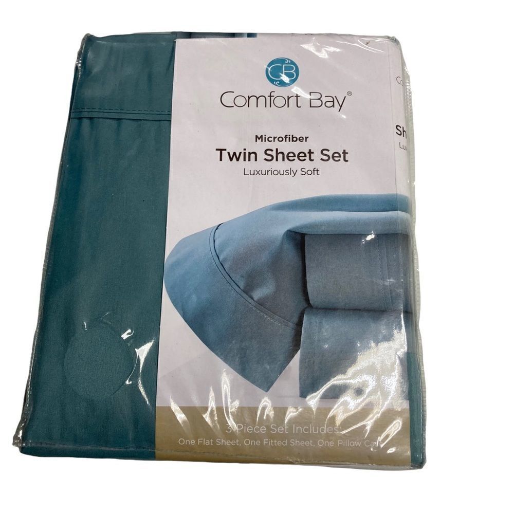 COMFORT BAY Microfiber Twin Sheet Set Green New With Tags in Unopened Package